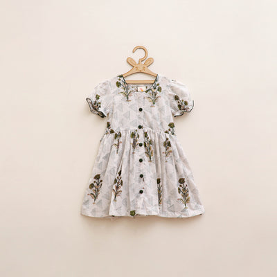 Pure Cotton Girls Frock Dress in Sanganeri Floral Prints (3-4 Years) 23