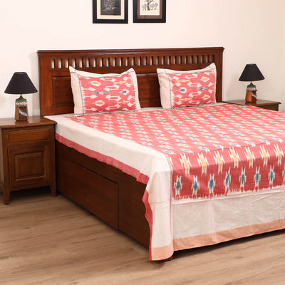 Pochampally Ikat Weave Cotton Double Bedsheet Set (108 x 90 in) 37