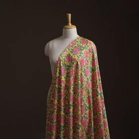 Yellow - Sanganeri Hand Block Print Modal Silk Fabric 02