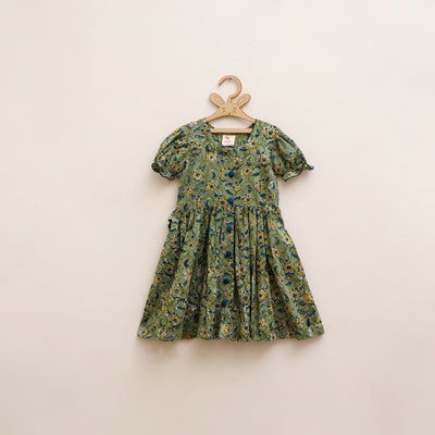 Pure Cotton Girls Frock Dress in Sanganeri Floral Prints (3-4 Years) 24