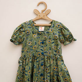 Pure Cotton Girls Frock Dress in Sanganeri Floral Prints (3-4 Years) 24