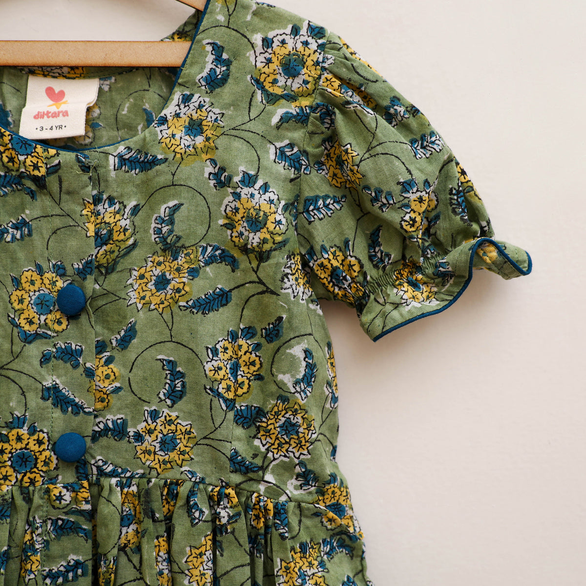 Pure Cotton Girls Frock Dress in Sanganeri Floral Prints (3-4 Years) 24