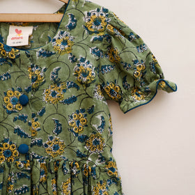 Pure Cotton Girls Frock Dress in Sanganeri Floral Prints (3-4 Years) 24