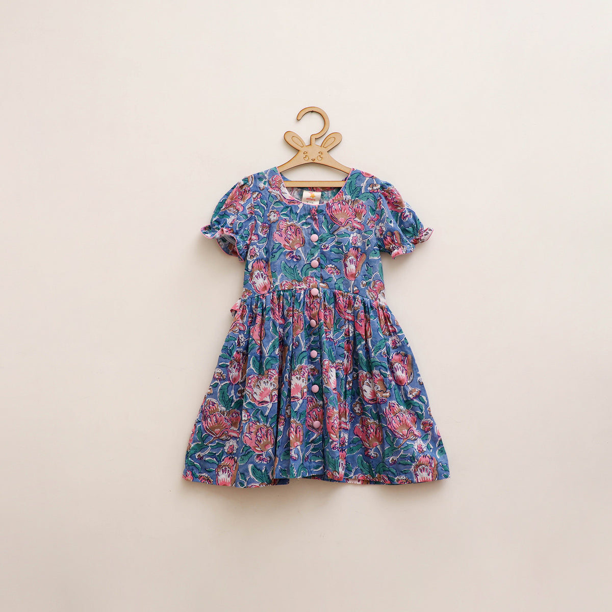 Pure Cotton Girls Frock Dress in Sanganeri Floral Prints (3-4 Years) 25
