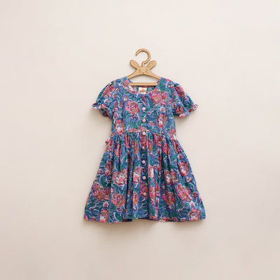 Pure Cotton Girls Frock Dress in Sanganeri Floral Prints (3-4 Years) 25
