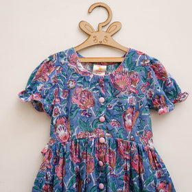 Pure Cotton Girls Frock Dress in Sanganeri Floral Prints (3-4 Years) 25