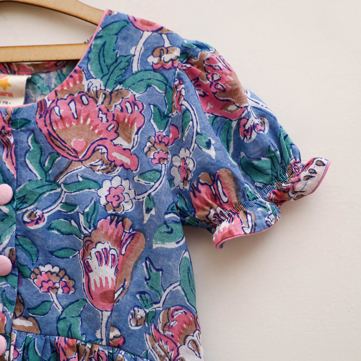 Pure Cotton Girls Frock Dress in Sanganeri Floral Prints (3-4 Years) 25