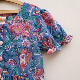 Pure Cotton Girls Frock Dress in Sanganeri Floral Prints (3-4 Years) 25