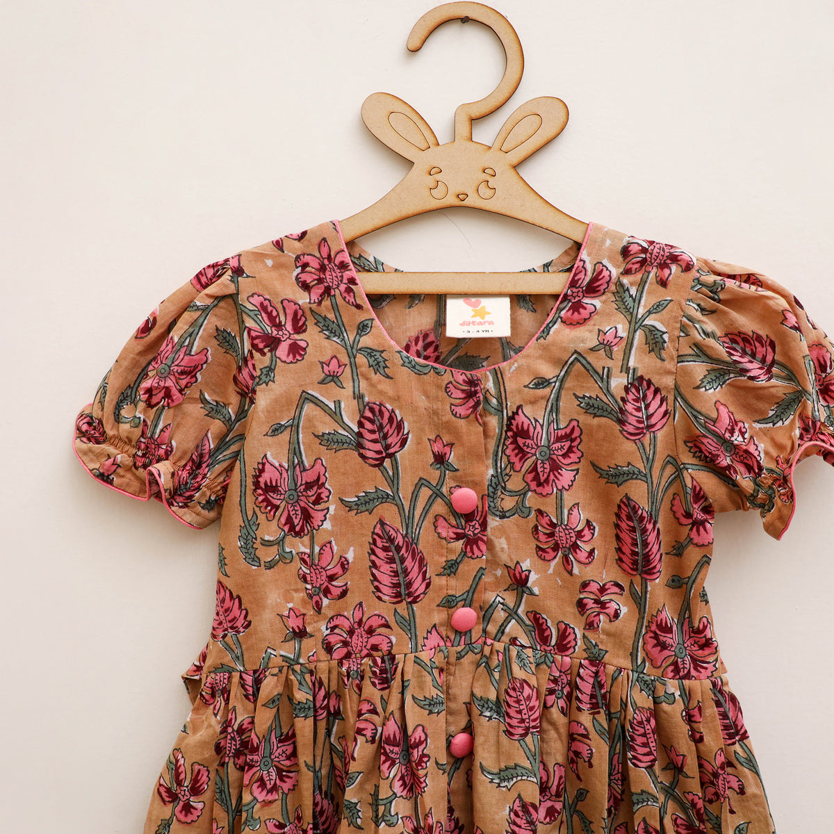 Pure Cotton Girls Frock Dress in Sanganeri Floral Prints (3-4 Years) 26