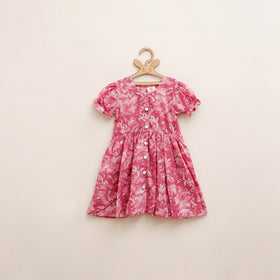 Pure Cotton Girls Frock Dress in Sanganeri Floral Prints (3-4 Years) 27
