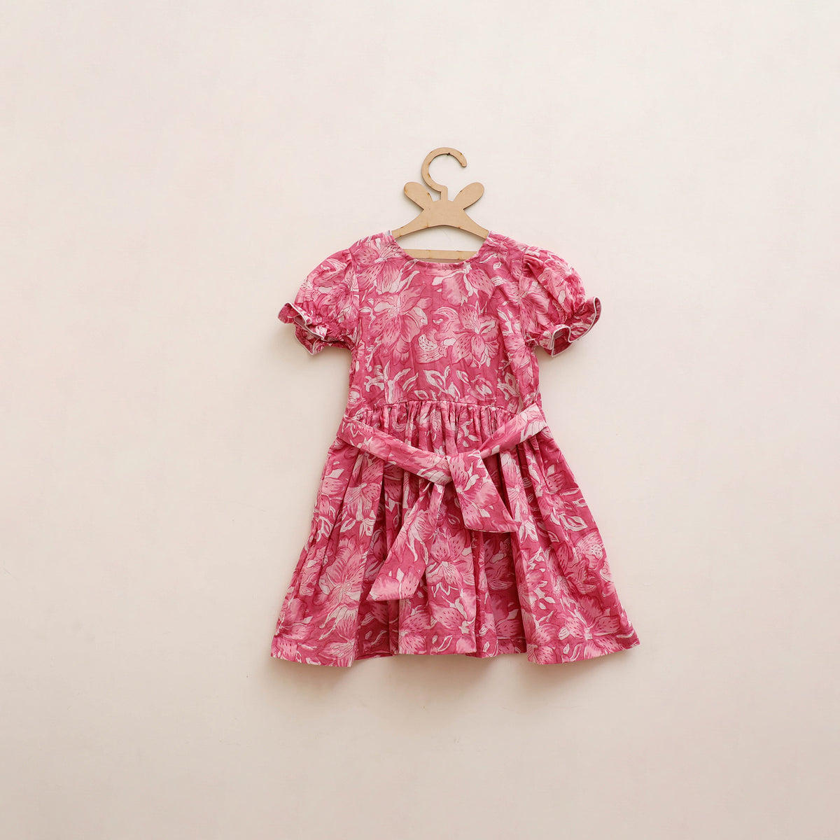Pure Cotton Girls Frock Dress in Sanganeri Floral Prints (3-4 Years) 27