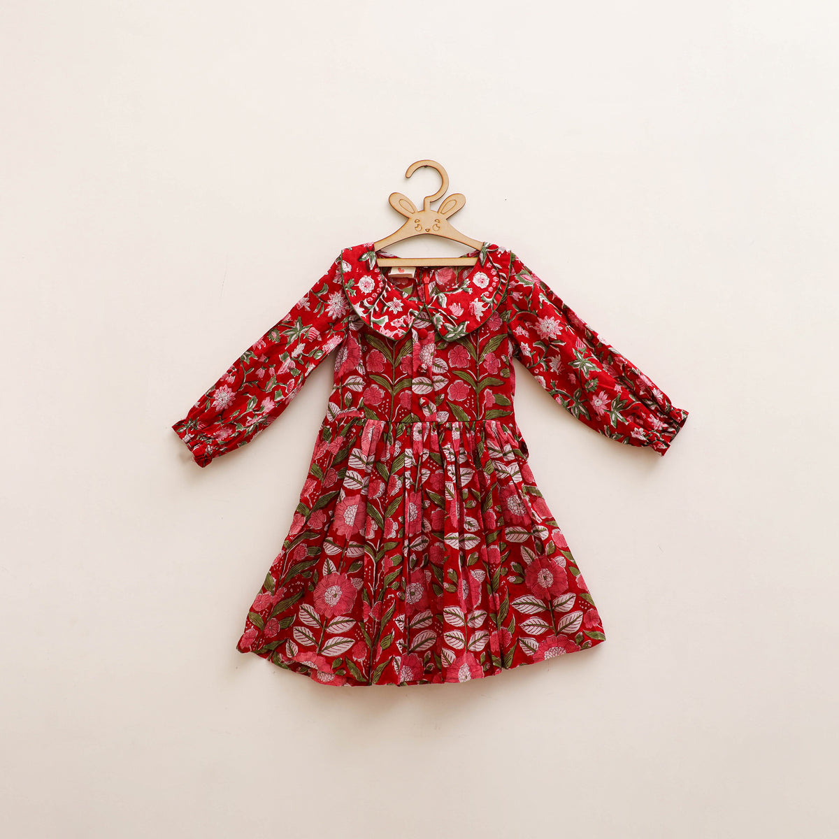 Pure Cotton Girls Frock Dress in Sanganeri Floral Prints (3-4 Years) 28