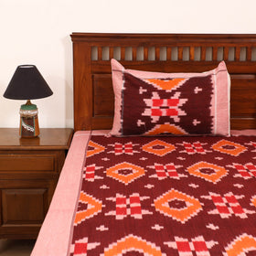 Pochampally Ikat Weave Cotton Double Bedsheet Set (108 x 90 in) 41