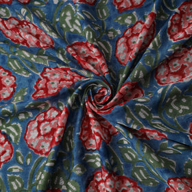 Blue - Sanganeri Hand Block Print Modal Silk Fabric 03