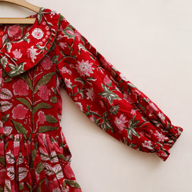 Pure Cotton Girls Frock Dress in Sanganeri Floral Prints (3-4 Years) 28