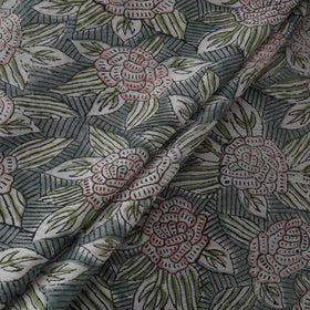 Green - Sanganeri Hand Block Print Modal Silk Fabric 06