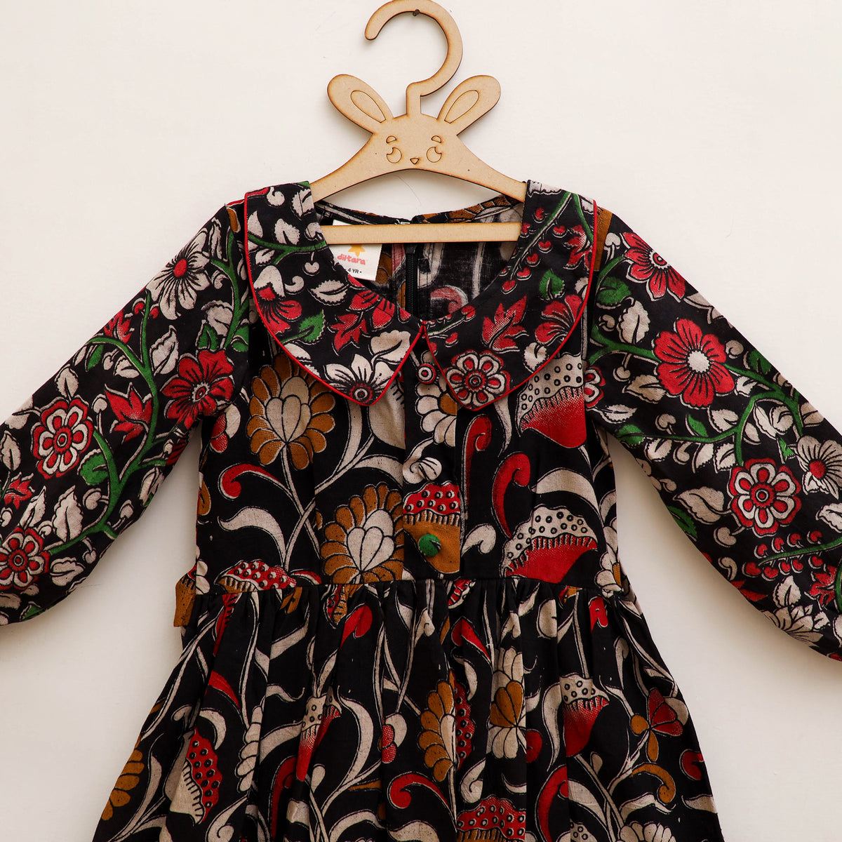 Pure Cotton Girls Frock Dress in Kalamkari Prints (3-4 Years) 30