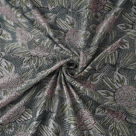 Green - Sanganeri Hand Block Print Modal Silk Fabric 06