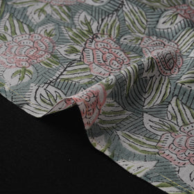 Green - Sanganeri Hand Block Print Modal Silk Fabric 06