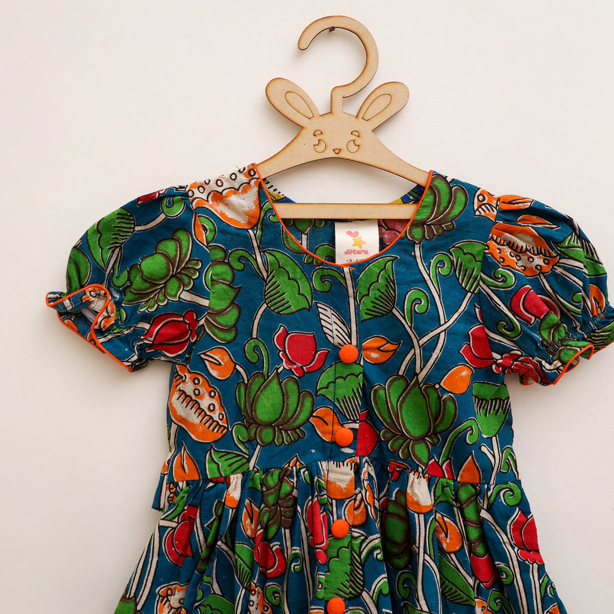 Pure Cotton Girls Frock Dress in Kalamkari Prints (3-4 Years) 33