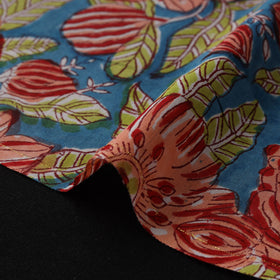 Blue - Sanganeri Hand Block Print Modal Silk Fabric 08