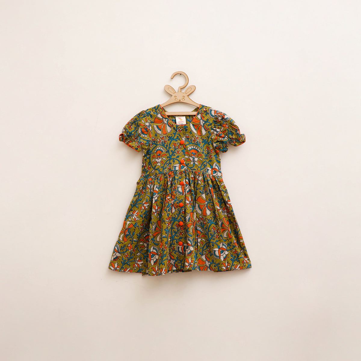 Pure Cotton Girls Frock Dress in Kalamkari Prints (3-4 Years) 34