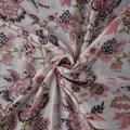 White - Sanganeri Hand Block Print Modal Silk Fabric 09