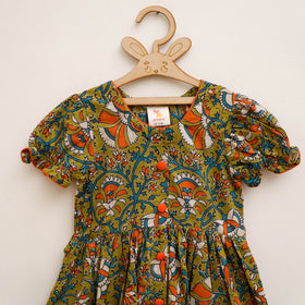 Pure Cotton Girls Frock Dress in Kalamkari Prints (3-4 Years) 34