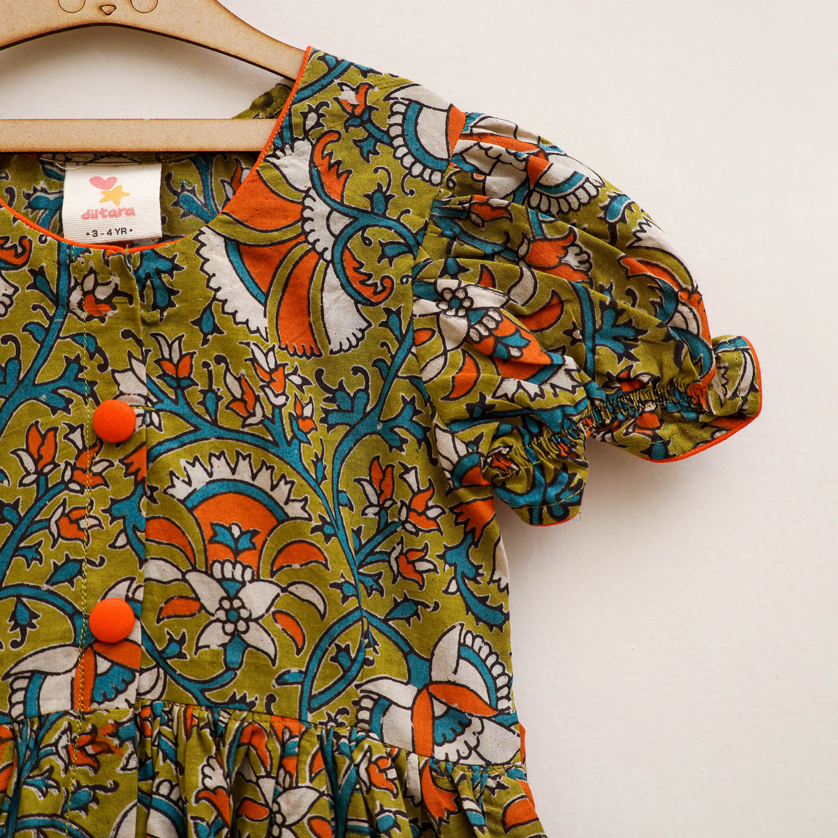 Pure Cotton Girls Frock Dress in Kalamkari Prints (3-4 Years) 34