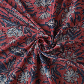 Pink - Sanganeri Hand Block Print Modal Silk Fabric 10
