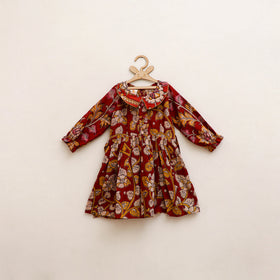 Pure Cotton Girls Frock Dress in Kalamkari Prints (3-4 Years) 37