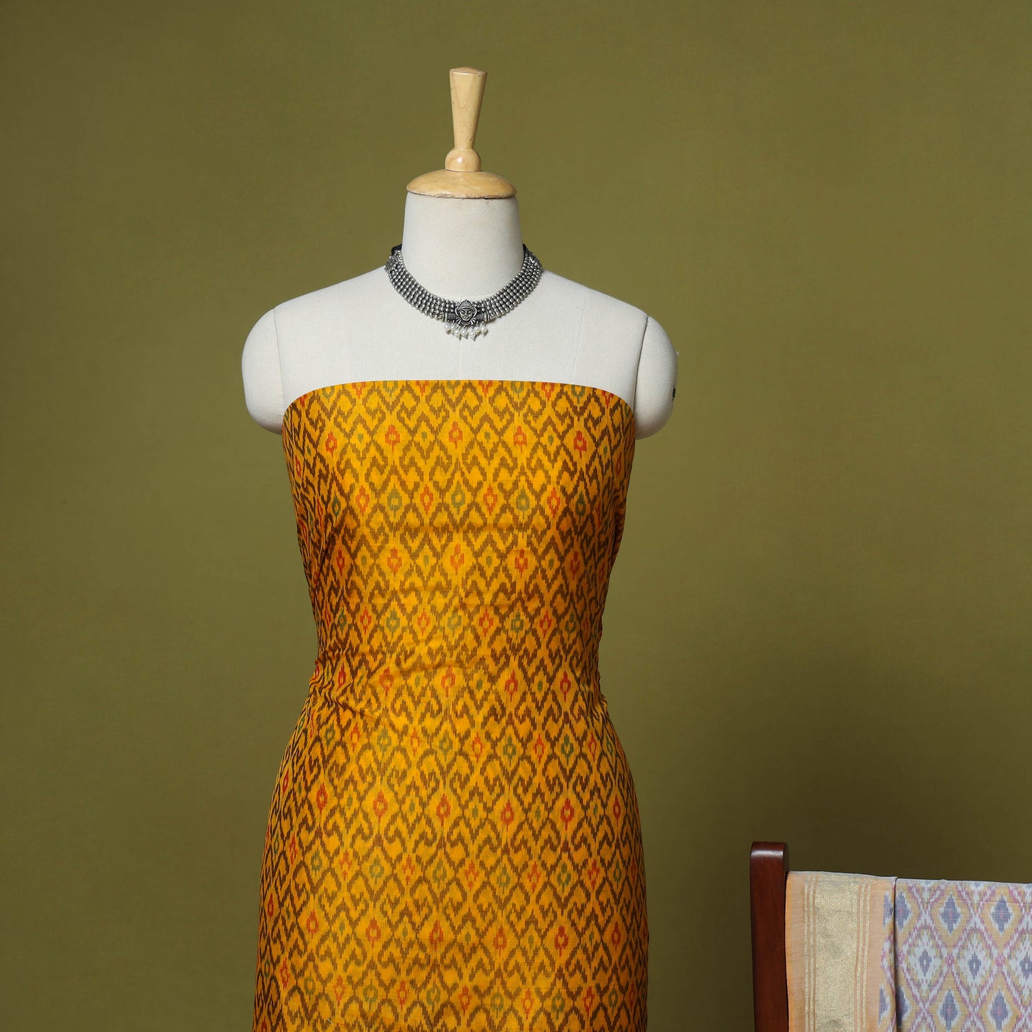 Yellow - 2pc unstitched handloom sico pochampally ikat