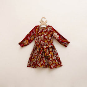 Pure Cotton Girls Frock Dress in Kalamkari Prints (3-4 Years) 37