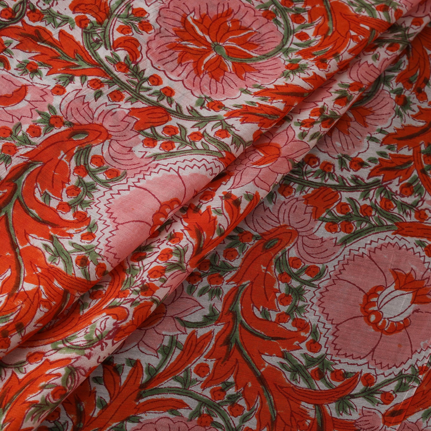 Sanganeri Hand Block Print Modal Silk Fabric 12