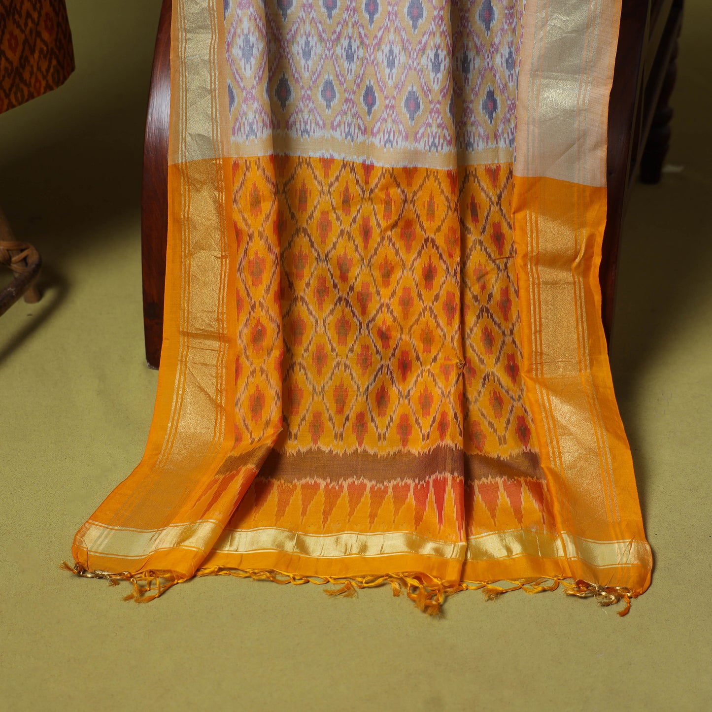 Yellow - 2pc unstitched handloom sico pochampally ikat