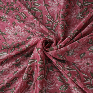 Pink - Sanganeri Hand Block Print Modal Silk Fabric 13
