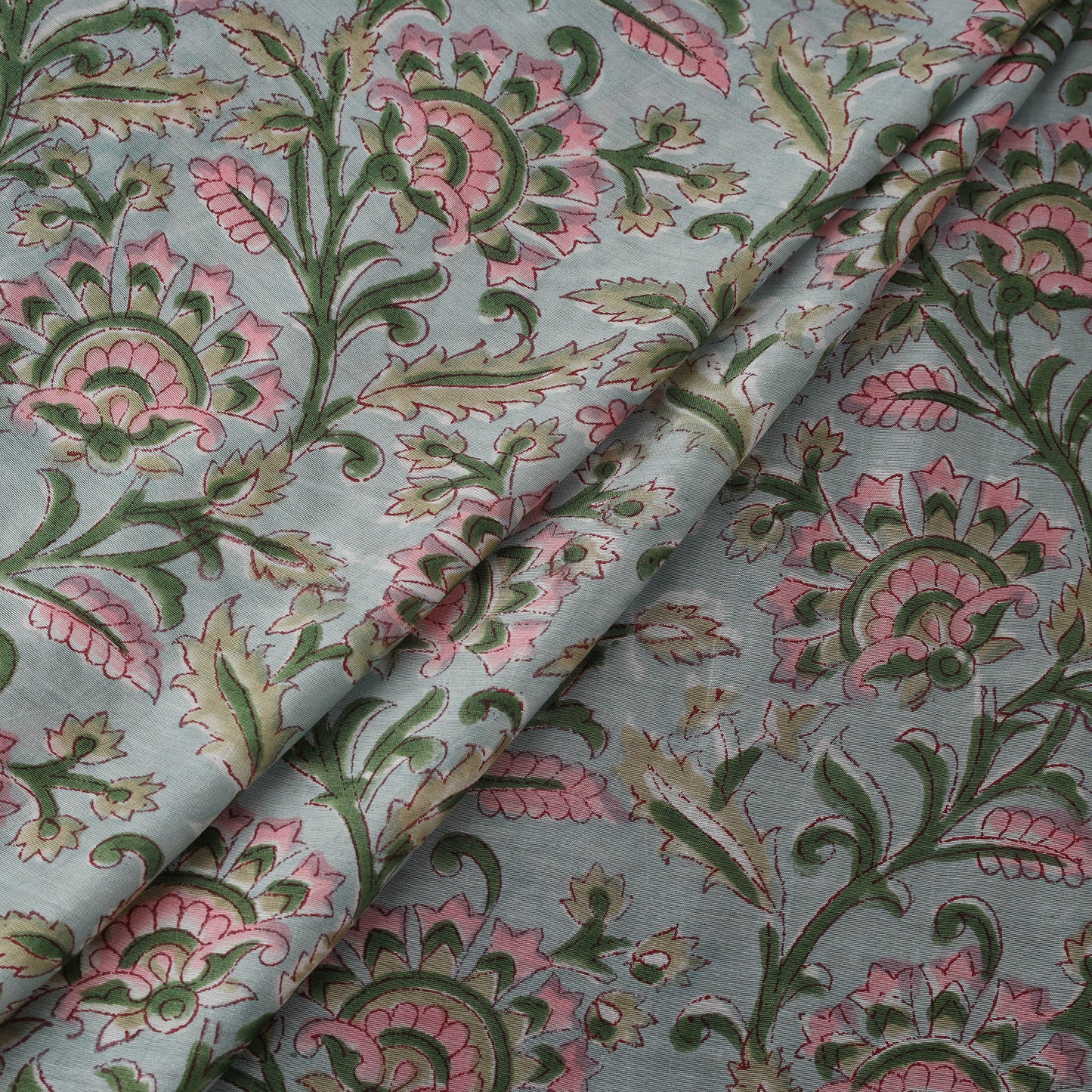 Sanganeri Hand Block Print Modal Silk Fabric 14