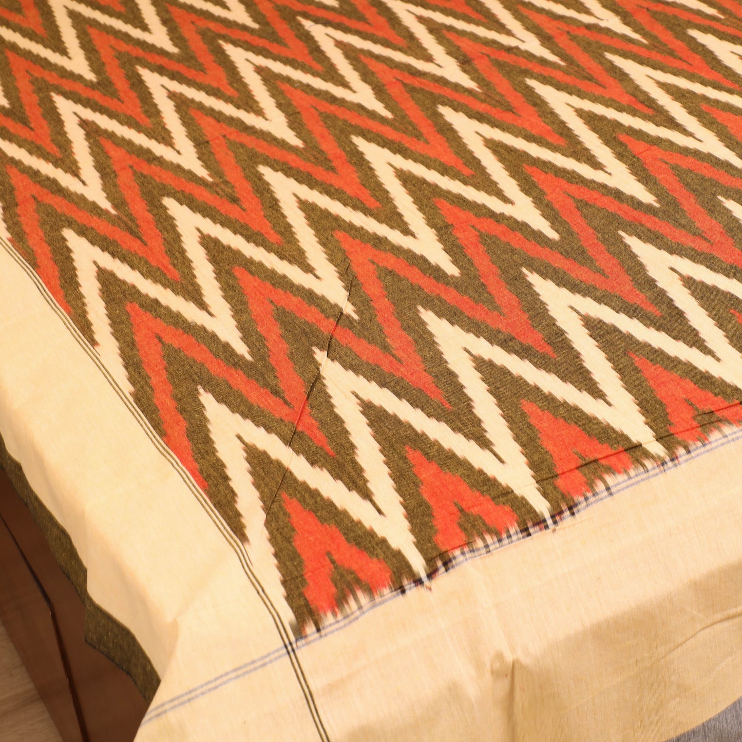 Pochampally Ikat Weave Cotton Single Bedsheet (90 x 60 in) 06
