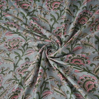 Sanganeri Hand Block Print Modal Silk Fabric 14