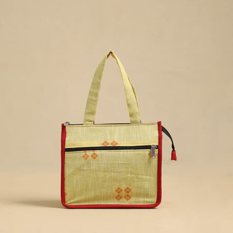 Yellow Handcrafted Cotton Small Hand Bag