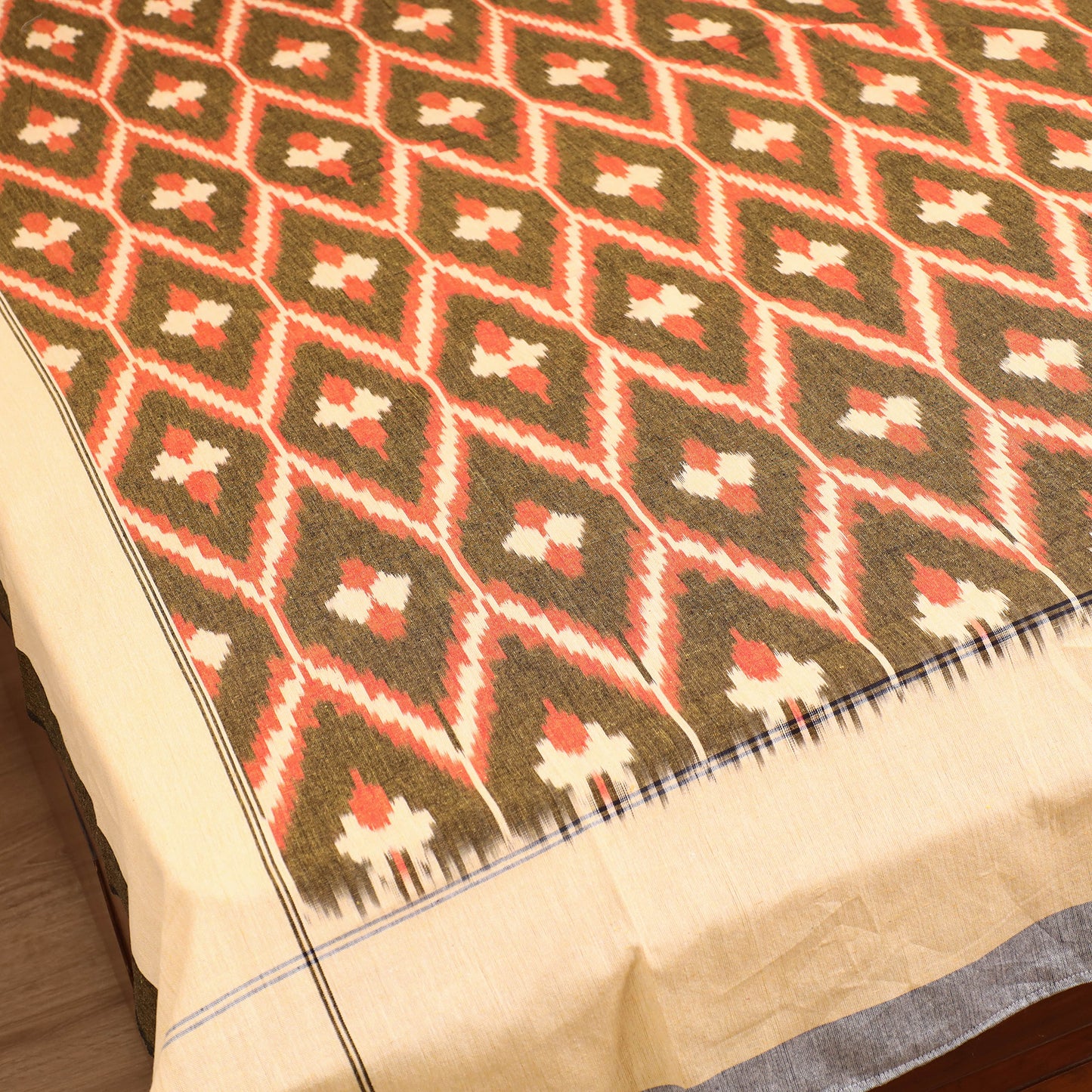 Pochampally Ikat Weave Cotton Single Bedsheet (90 x 60 in) 12
