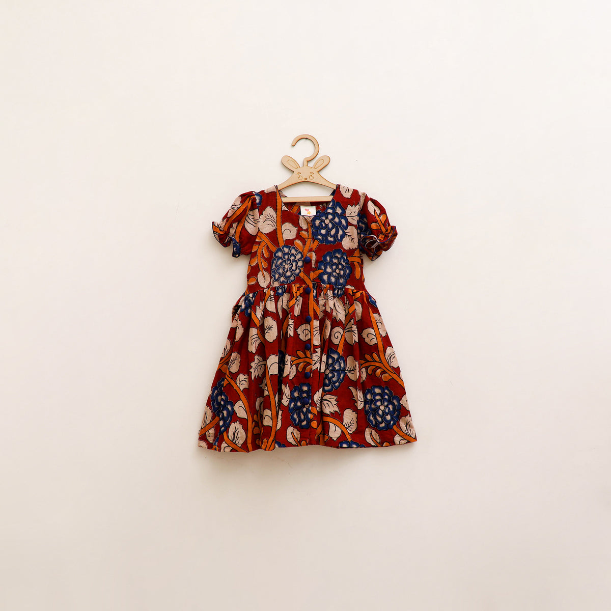 Pure Cotton Girls Frock Dress in Kalamkari Prints (3-4 Years) 46