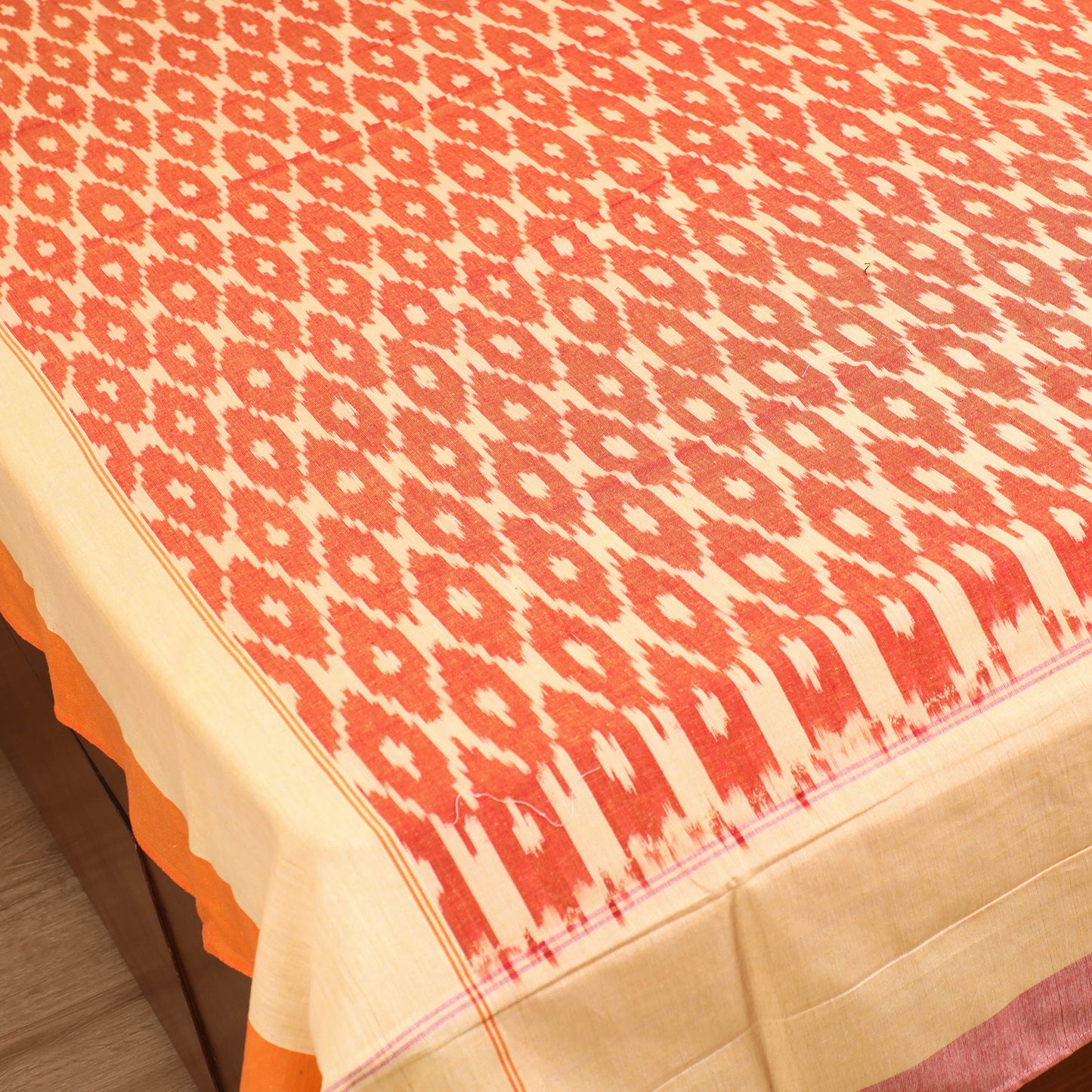 Pochampally Ikat Weave Cotton Single Bedsheet (90 x 60 in) 13