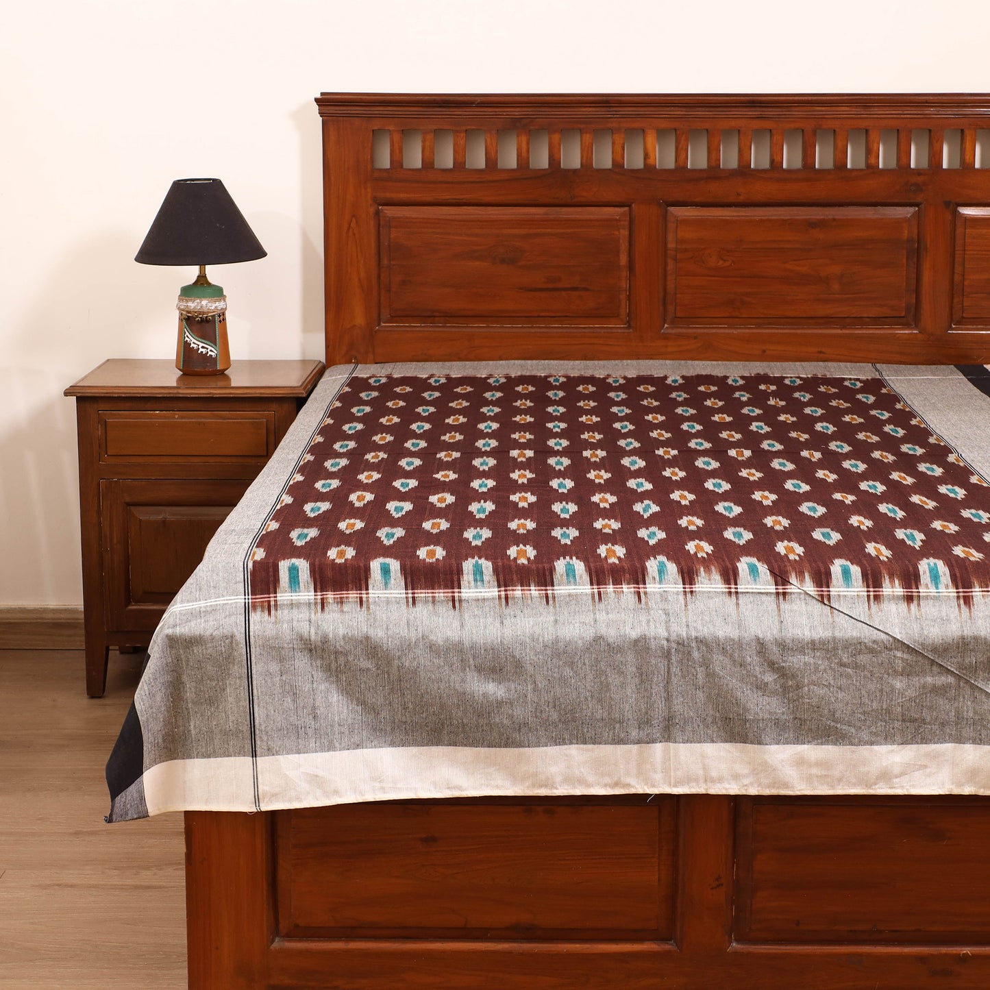 Pochampally Ikat Weave Cotton Single Bedsheet (90 x 60 in) 14