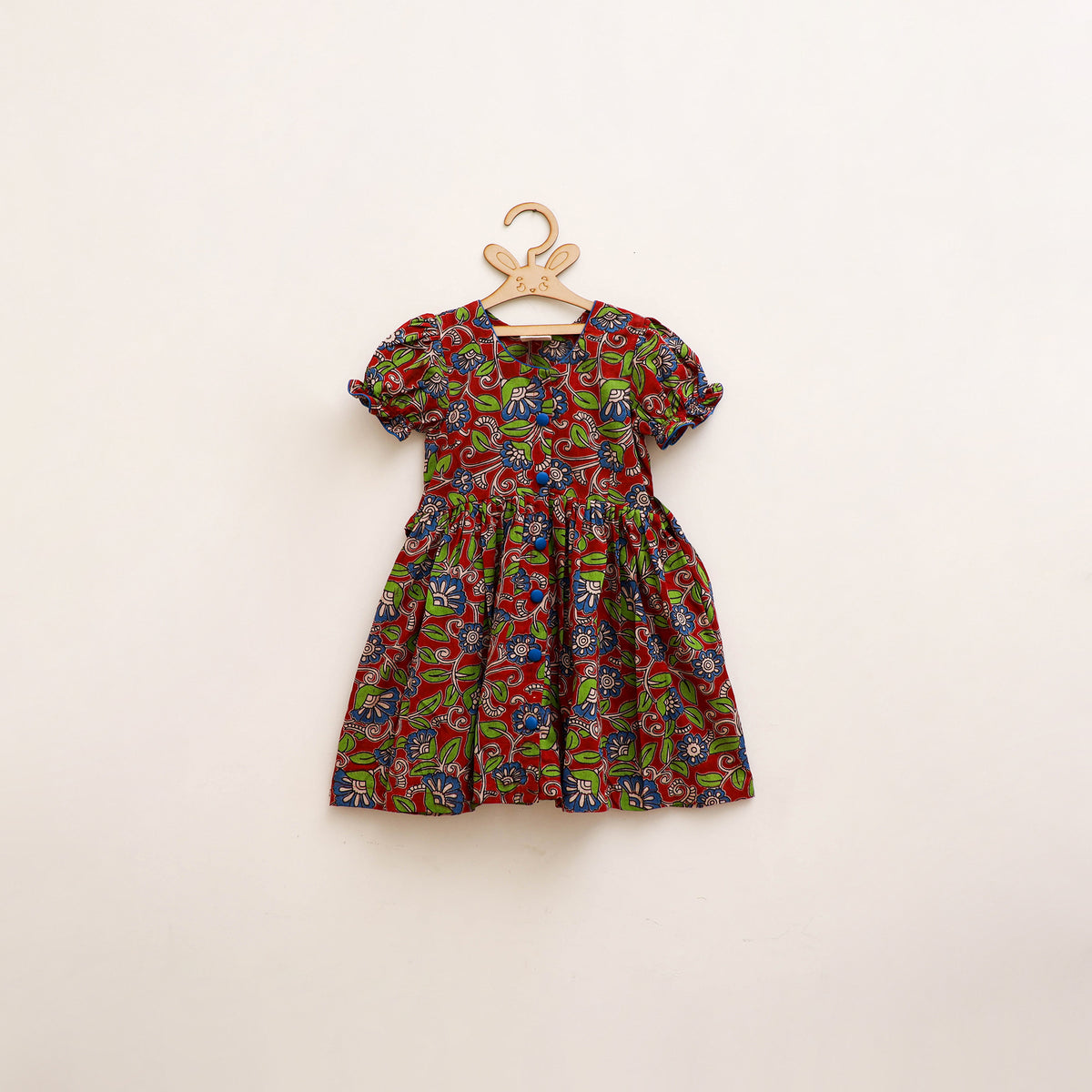 Pure Cotton Girls Frock Dress in Kalamkari Prints (3-4 Years) 47