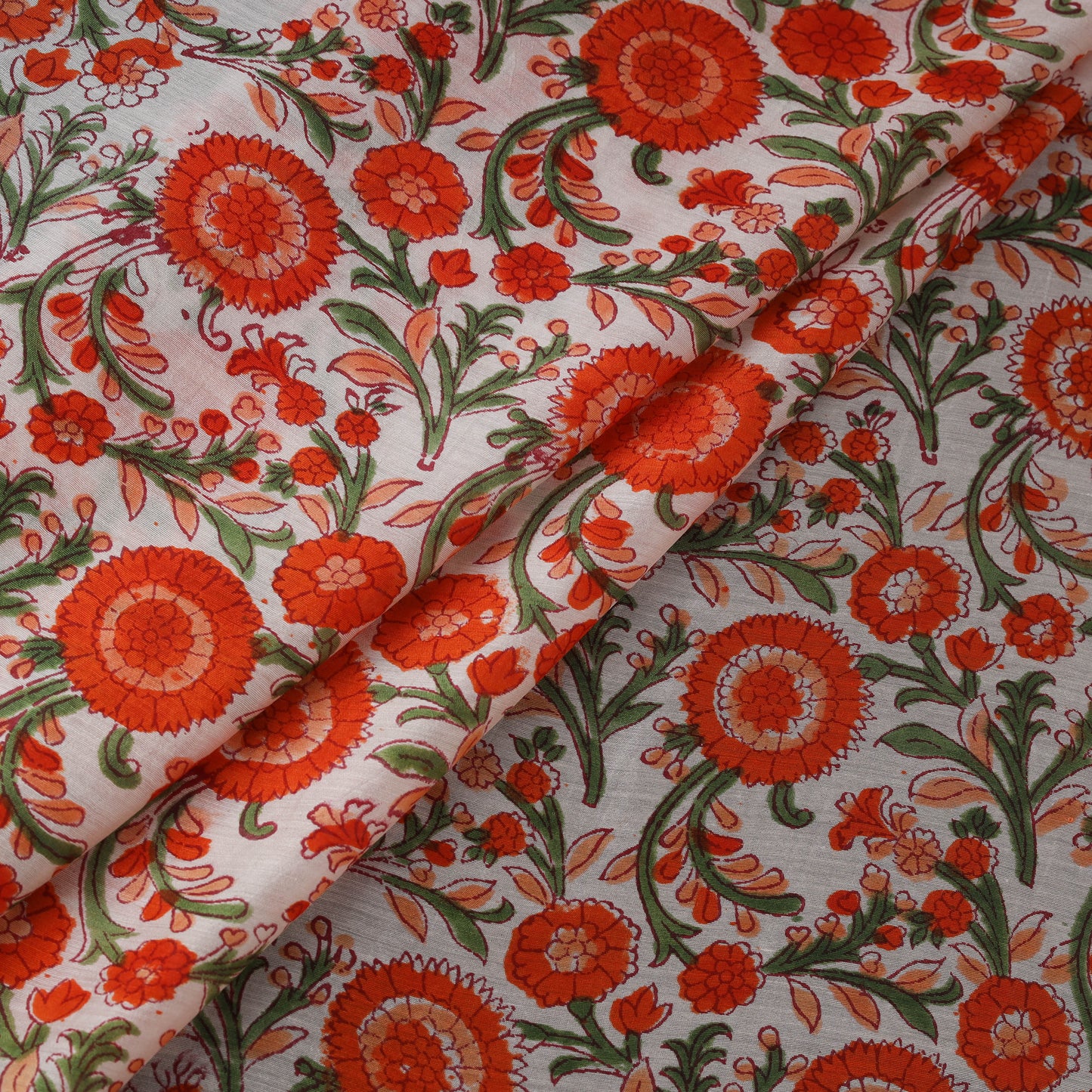 Red - Sanganeri Hand Block Print Modal Silk Fabric 20