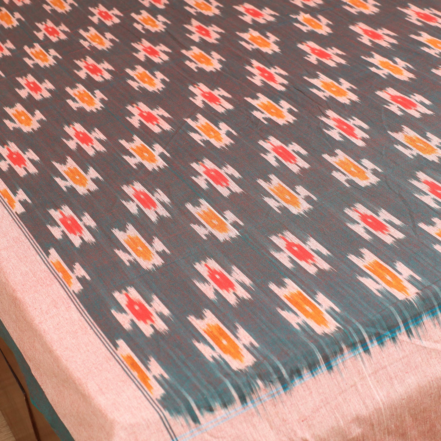 Pochampally Ikat Weave Cotton Single Bedsheet (90 x 60 in) 15