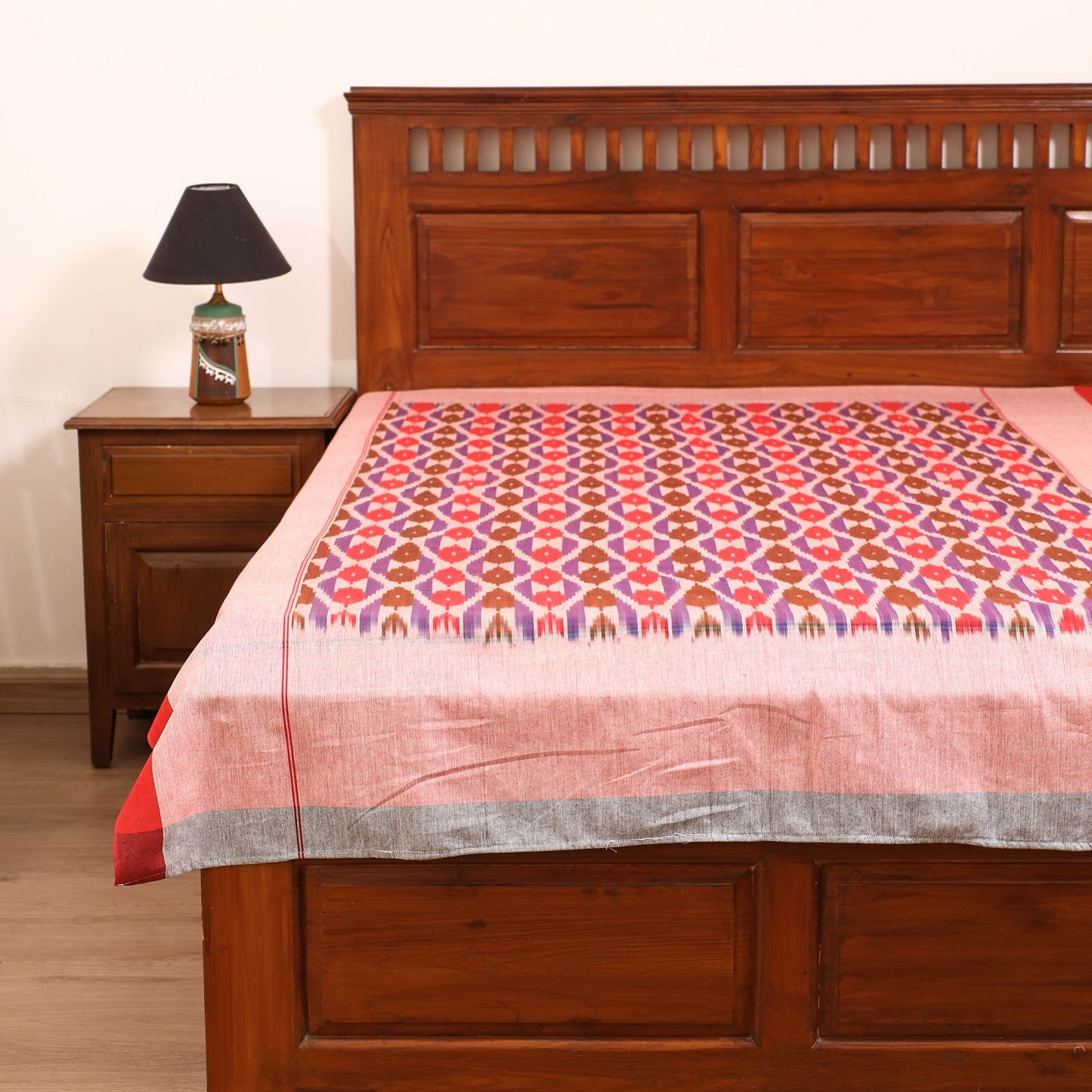 Pochampally Ikat Weave Cotton Single Bedsheet (90 x 60 in) 16