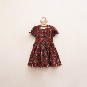 Pure Cotton Girls Frock Dress in Kalamkari Prints (3-4 Years) 49