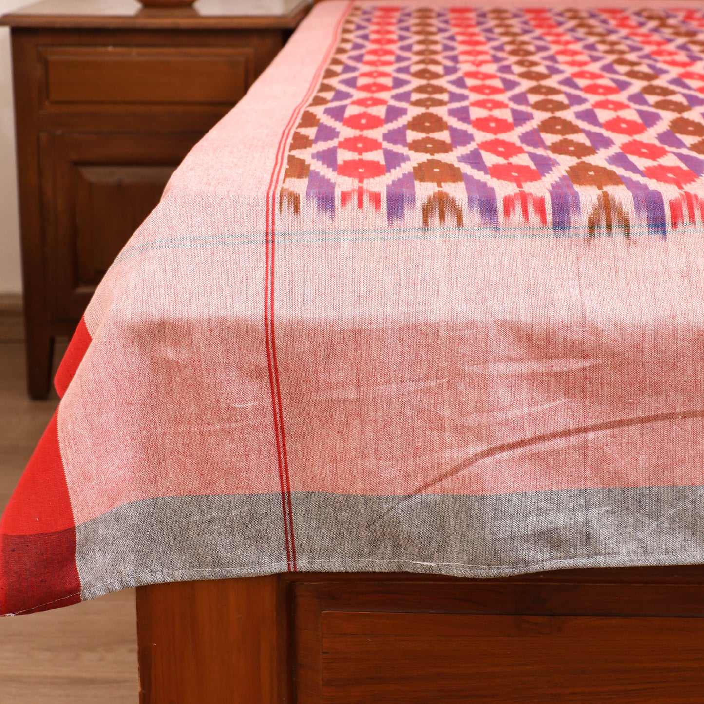 Pochampally Ikat Weave Cotton Single Bedsheet (90 x 60 in) 16